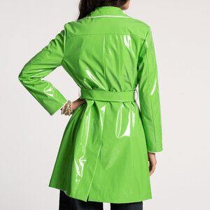 Morton Rain Coat Vegan Leather Green Oyster
